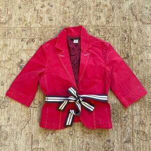 vintage Guess Jeans stretch cotton, red jacket, with belt size small petite.